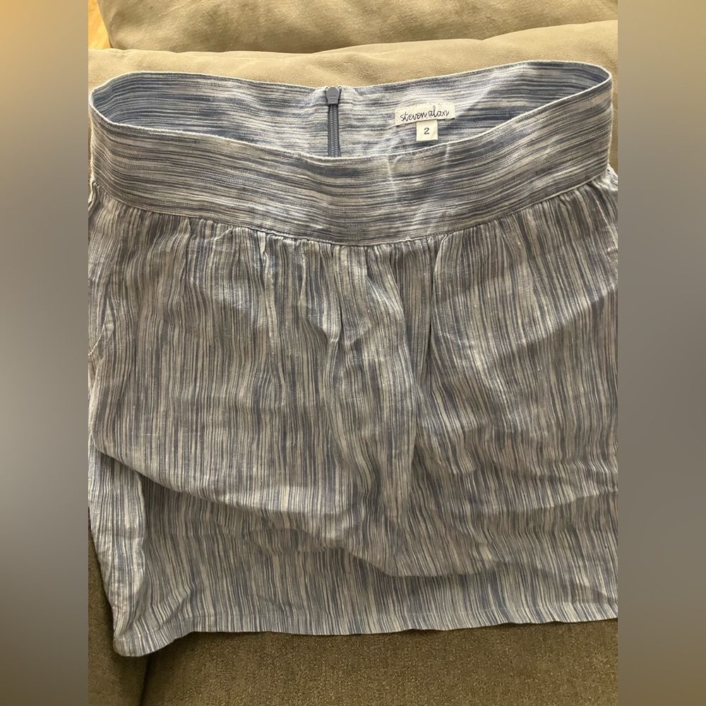 Steven Alan Gray Striped A-Line Skirt